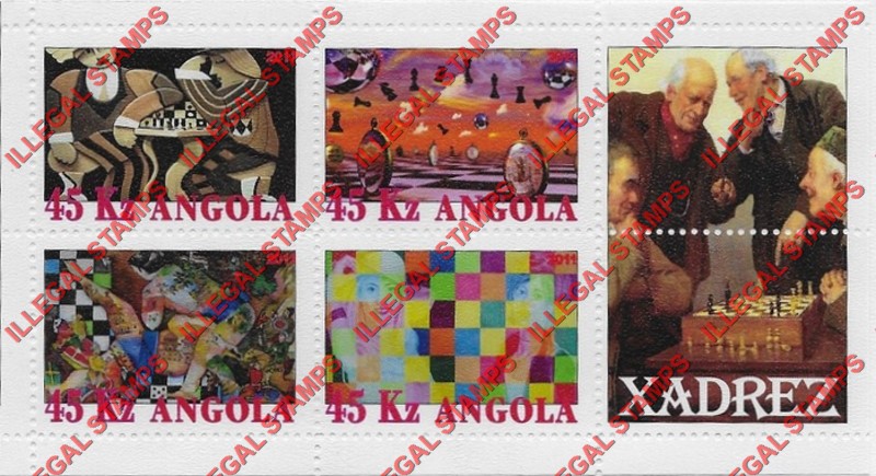 Angola 2011 Chess Illegal Stamp Souvenir Sheets of 4 Plus 2 Labels (Sheet 1)