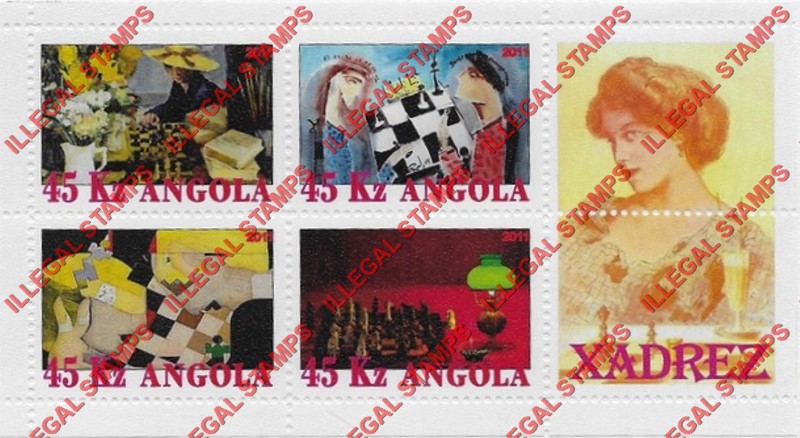 Angola 2011 Chess Illegal Stamp Souvenir Sheets of 4 Plus 2 Labels (Sheet 2)