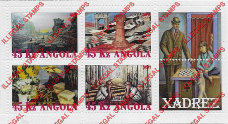 Angola 2011 Chess Illegal Stamp Souvenir Sheets of 4 Plus 2 Labels (Sheet 3)