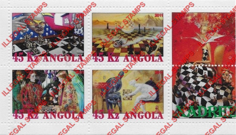 Angola 2011 Chess Illegal Stamp Souvenir Sheets of 4 Plus 2 Labels (Sheet 6)