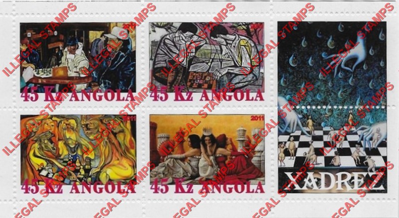Angola 2011 Chess Illegal Stamp Souvenir Sheets of 4 Plus 2 Labels (Sheet 8)