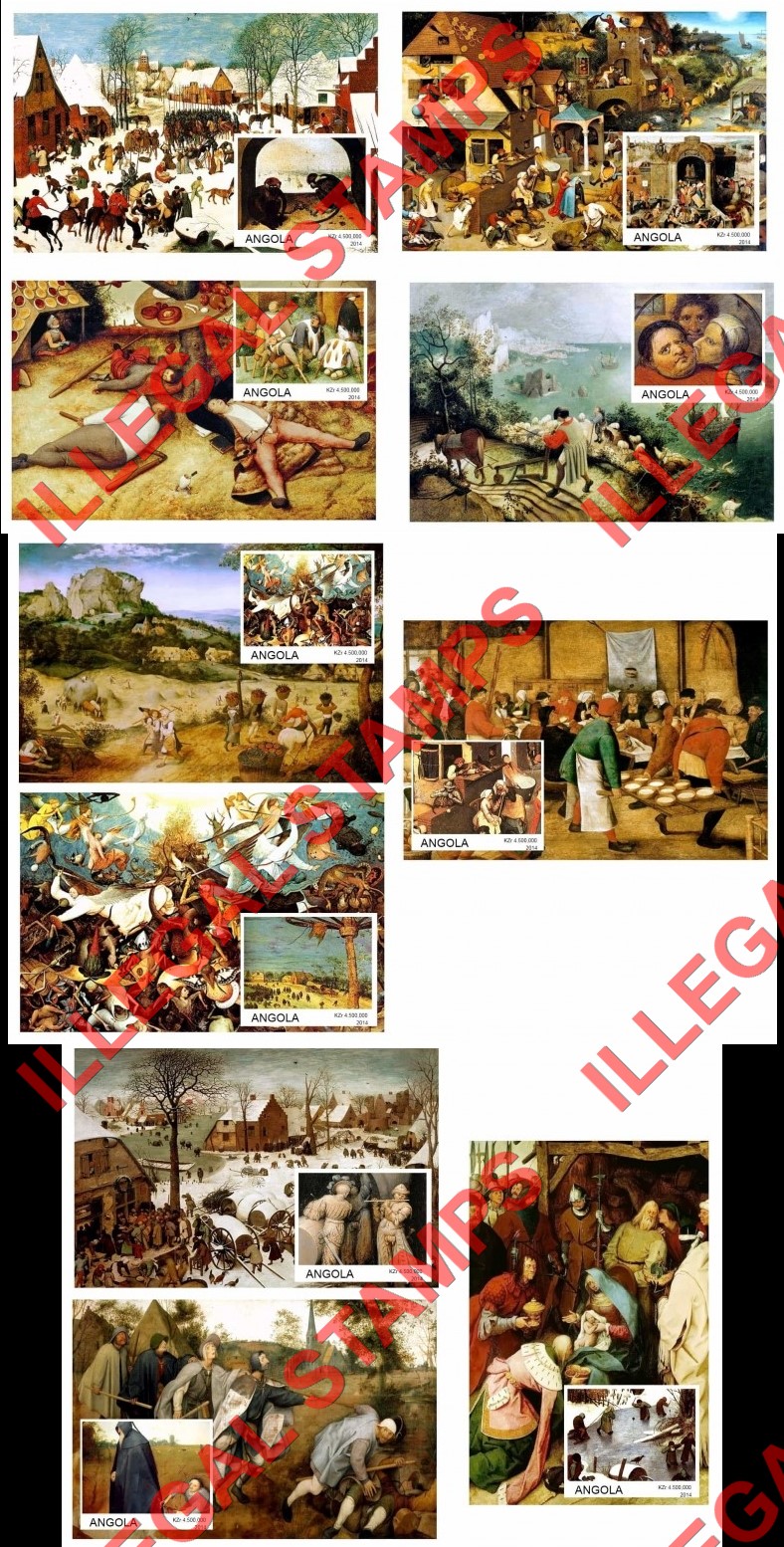 Angola 2014 Paintings by Peter Bruegel Illegal Stamp Souvenir Sheets of 1 (Part 2)