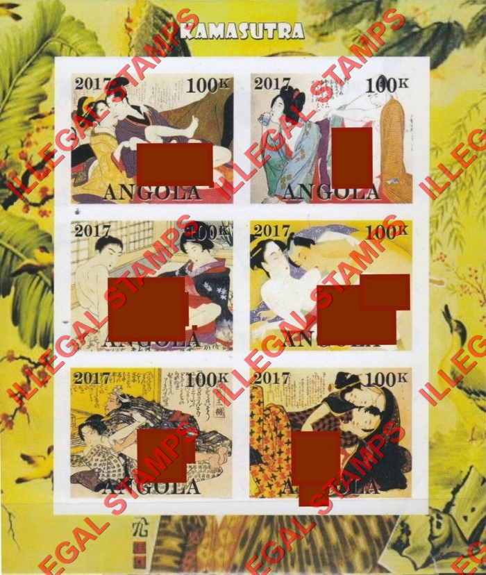 Angola 2017 Kamasutra Illegal Stamp Souvenir Sheet of 6
