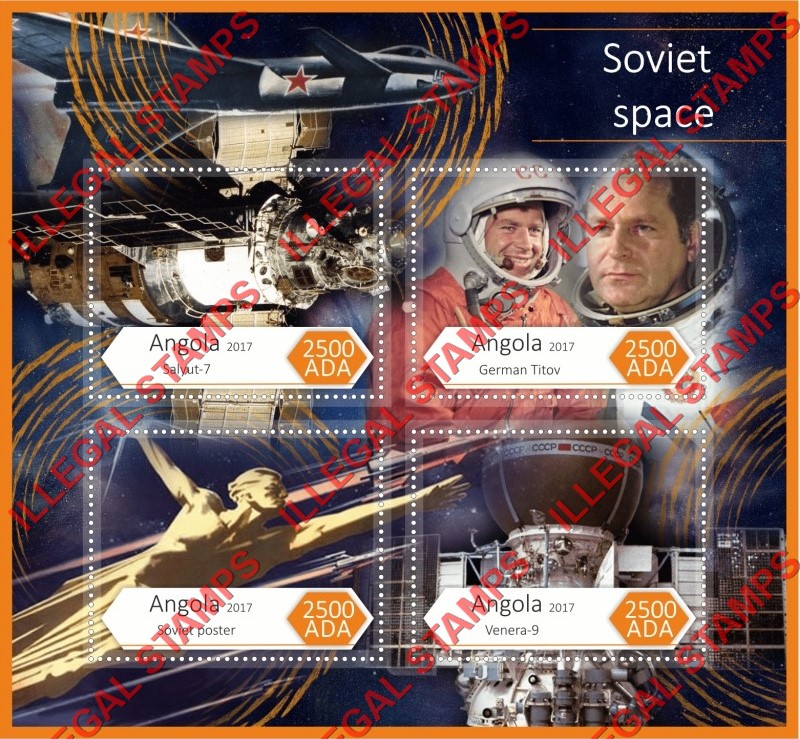 Angola 2017 Space Soviet Illegal Stamp Souvenir Sheet of 4