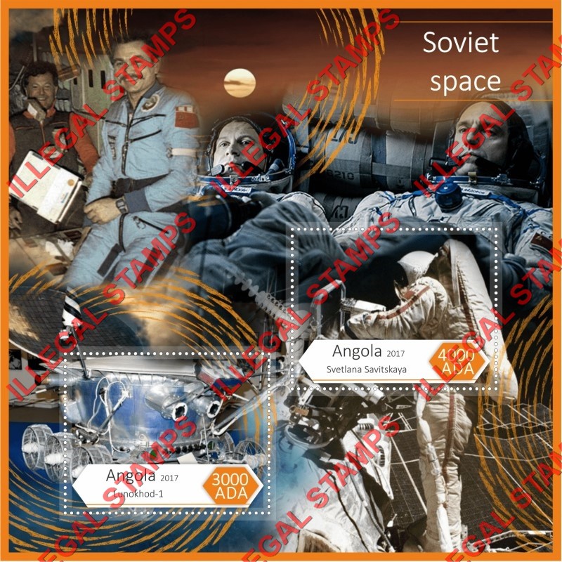 Angola 2017 Space Soviet Illegal Stamp Souvenir Sheet of 2