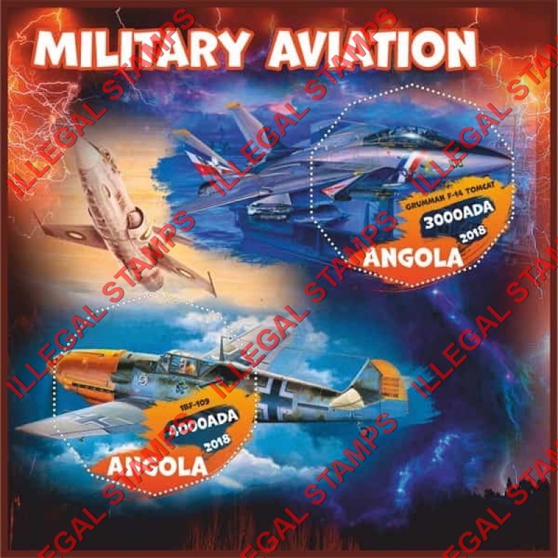 Angola 2018 Military Aviation Illegal Stamp Souvenir Sheet of 2