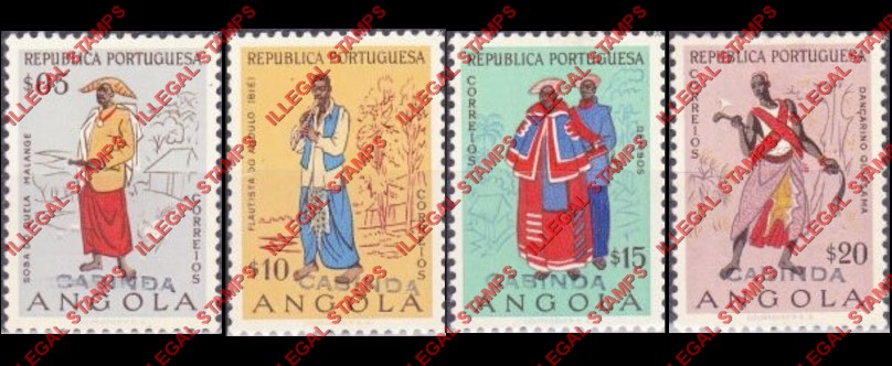 Cabinda 2000 Angola 1957 Traditional Costumes Stamps with Illegal Overprint
