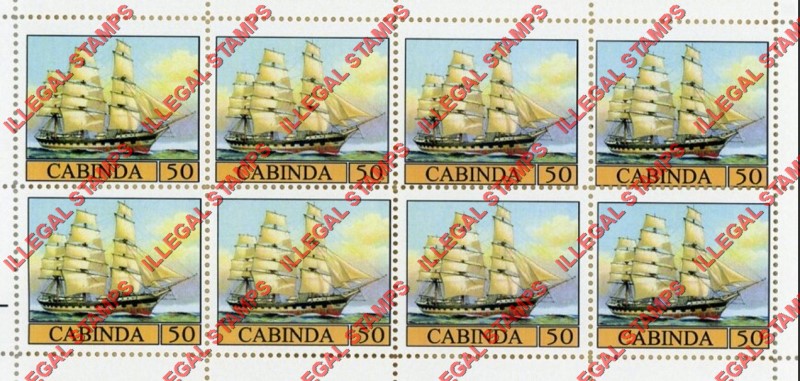 Cabinda 2010 Sailing Ships Full Rigged Counterfeit Illegal Stamp Souvenir Sheet of 8