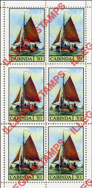 Cabinda 2010 Sailing Ships Dutch Pink Boat Counterfeit Illegal Stamp Souvenir Sheet of 8