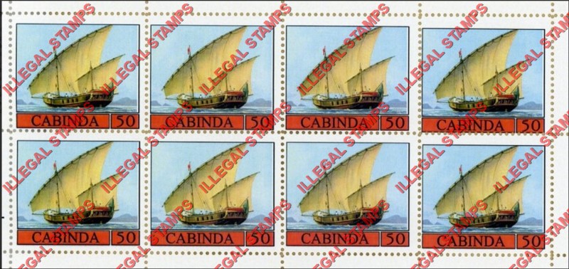 Cabinda 2010 Sailing Ships Dhow Boat Counterfeit Illegal Stamp Souvenir Sheet of 8