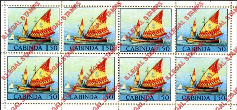 Cabinda 2010 Sailing Ships Venetian Fishing Boat Counterfeit Illegal Stamp Souvenir Sheet of 8