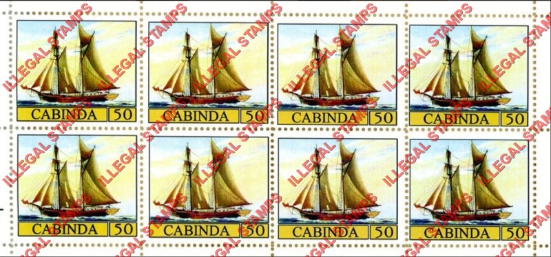 Cabinda 2010 Sailing Ships Topsail Schooner Counterfeit Illegal Stamp Souvenir Sheet of 8