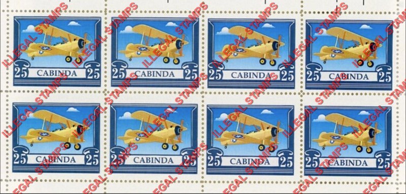 Cabinda 2011 Aviation Bristol Bulldog Biplane (BLUE) Counterfeit Illegal Stamp Souvenir Sheet of 8