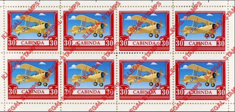 Cabinda 2011 Aviation Bristol Bulldog Biplane (RED) Counterfeit Illegal Stamp Souvenir Sheet of 8