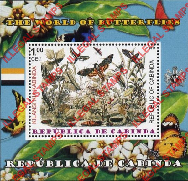 Cabinda 2011 Butterflies Counterfeit Illegal Stamp Souvenir Sheet of 1 (Sheet 1)