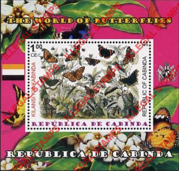 Cabinda 2011 Butterflies Counterfeit Illegal Stamp Souvenir Sheet of 1 (Sheet 3)