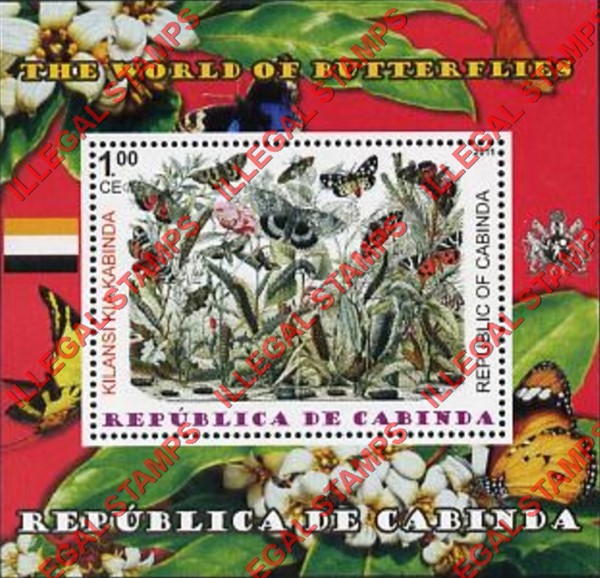Cabinda 2011 Butterflies Counterfeit Illegal Stamp Souvenir Sheet of 1 (Sheet 4)
