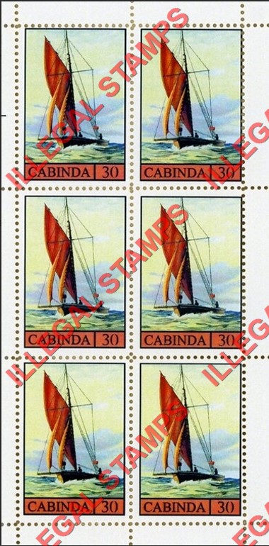 Cabinda 2011 Sailing Ships Bawley Counterfeit Illegal Stamp Souvenir Sheet of 6
