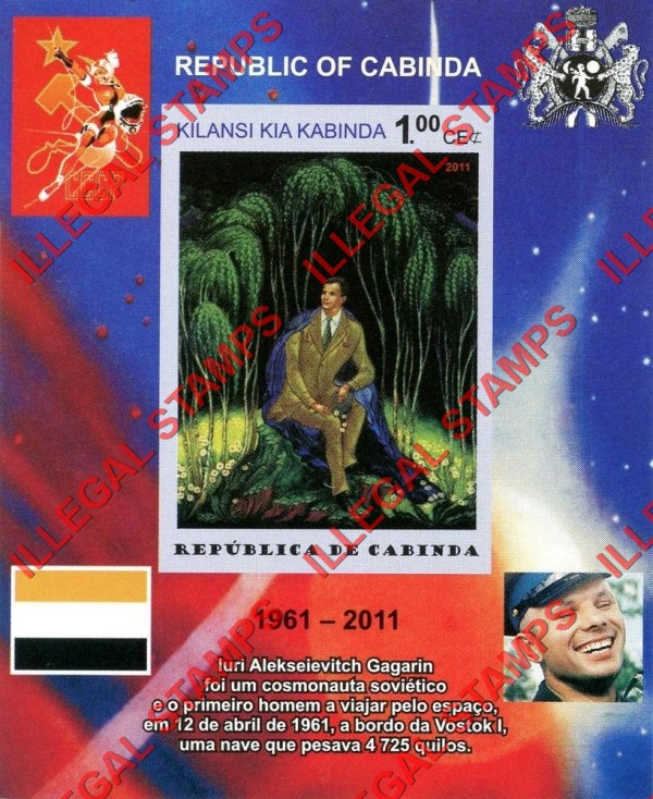 Cabinda 2011 Space Yuri Gagarin Paintings Counterfeit Illegal Stamp Souvenir Sheet of 1 (Sheet 1)
