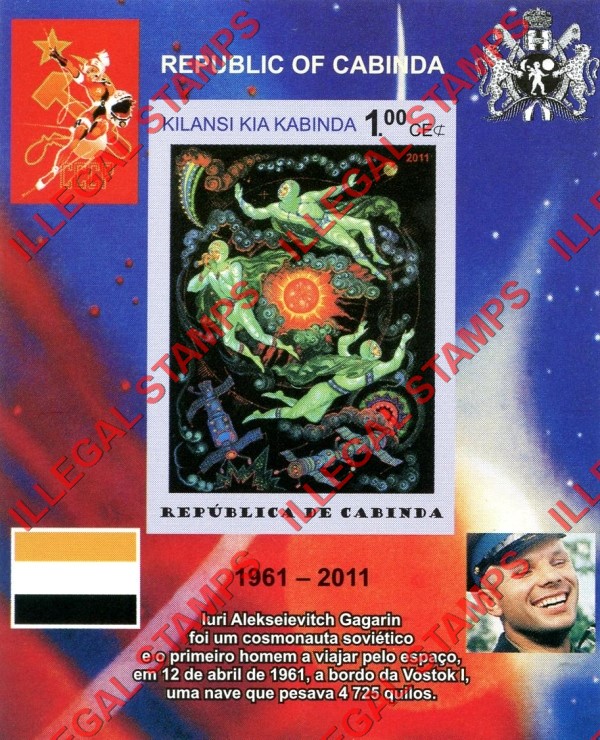 Cabinda 2011 Space Yuri Gagarin Paintings Counterfeit Illegal Stamp Souvenir Sheet of 1 (Sheet 10)