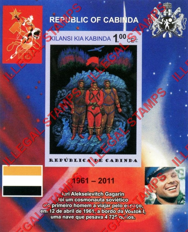 Cabinda 2011 Space Yuri Gagarin Paintings Counterfeit Illegal Stamp Souvenir Sheet of 1 (Sheet 12)