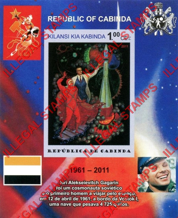 Cabinda 2011 Space Yuri Gagarin Paintings Counterfeit Illegal Stamp Souvenir Sheet of 1 (Sheet 2)