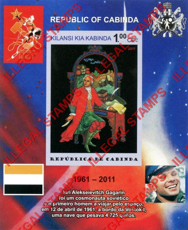 Cabinda 2011 Space Yuri Gagarin Paintings Counterfeit Illegal Stamp Souvenir Sheet of 1 (Sheet 4)