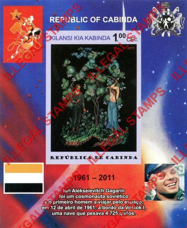 Cabinda 2011 Space Yuri Gagarin Paintings Counterfeit Illegal Stamp Souvenir Sheet of 1 (Sheet 5)