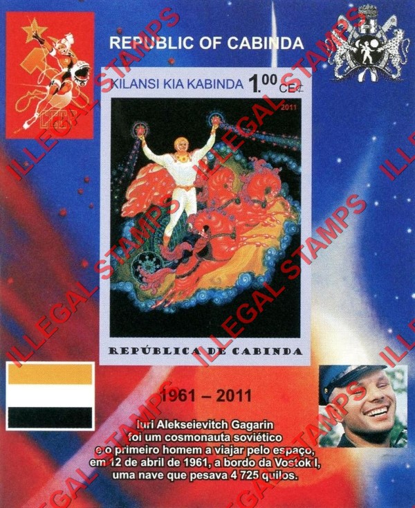Cabinda 2011 Space Yuri Gagarin Paintings Counterfeit Illegal Stamp Souvenir Sheet of 1 (Sheet 6)