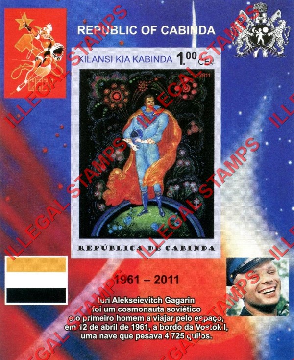 Cabinda 2011 Space Yuri Gagarin Paintings Counterfeit Illegal Stamp Souvenir Sheet of 1 (Sheet 7)
