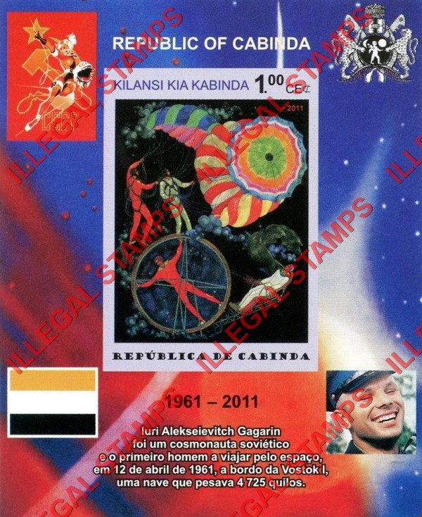 Cabinda 2011 Space Yuri Gagarin Paintings Counterfeit Illegal Stamp Souvenir Sheet of 1 (Sheet 8)