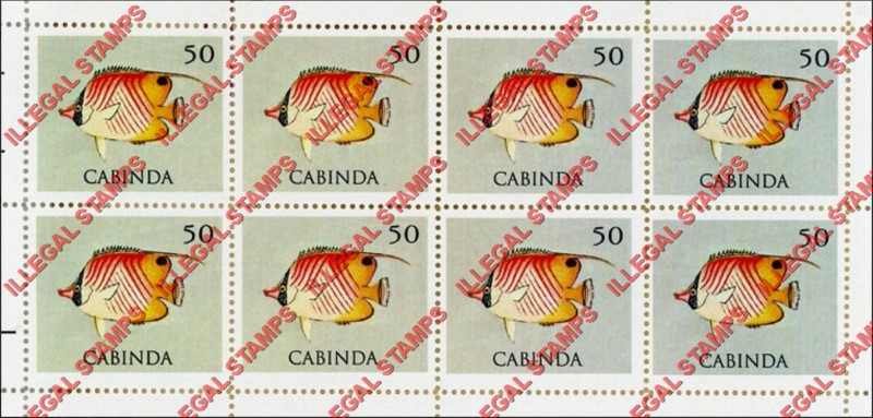 Cabinda 2011 Tropical Fish Threadfin Butterfly Fish Counterfeit Illegal Stamp Souvenir Sheet of 8