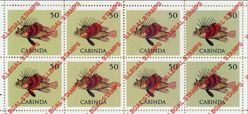 Cabinda 2011 Tropical Fish Pterois Volitans Counterfeit Illegal Stamp Souvenir Sheet of 8