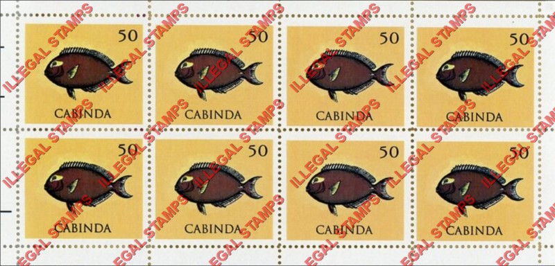 Cabinda 2011 Tropical Fish Teuthis Nigrofuscus Counterfeit Illegal Stamp Souvenir Sheet of 8