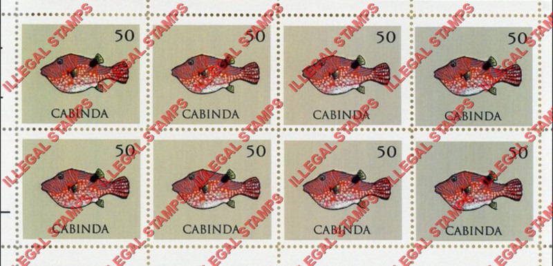 Cabinda 2011 Tropical Fish Red Triggerfish Counterfeit Illegal Stamp Souvenir Sheet of 8