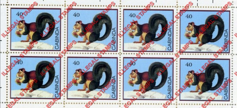 Cabinda 2012 Animals Squirrel Counterfeit Illegal Stamp Souvenir Sheet of 8