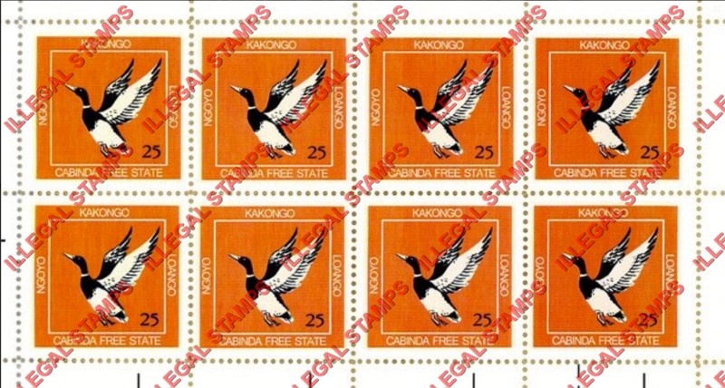Cabinda 2012 Duck Counterfeit Illegal Stamp Souvenir Sheet of 8