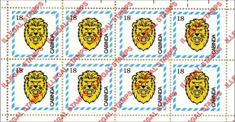 Cabinda 2012 Lion Head Counterfeit Illegal Stamp Souvenir Sheet of 8