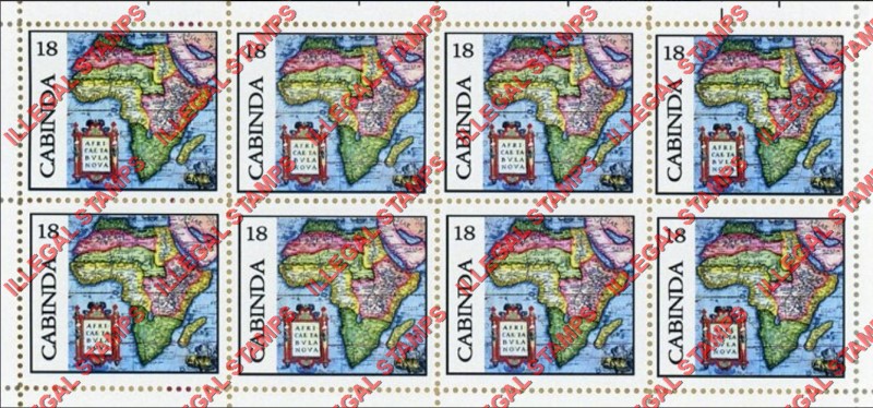 Cabinda 2012 Map of Africa Counterfeit Illegal Stamp Souvenir Sheet of 8