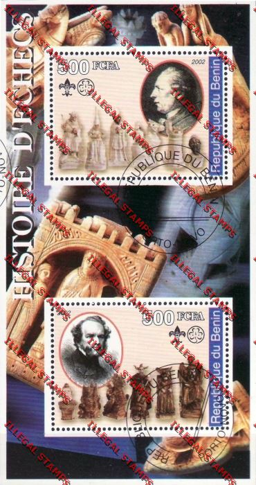 Benin 2002 Chess with Scouting Emblem Illegal Stamp Souvenir Sheet