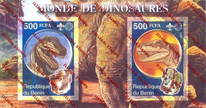 Benin 2002 Dinosaurs with Scouts Emblems Illegal Stamp Souvenir Sheet
