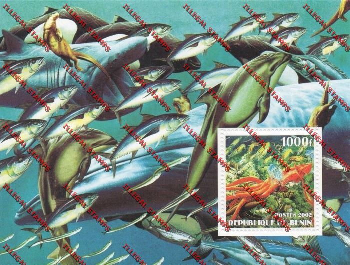 Benin 2002 Dolphins and Sealife Illegal Stamp Souvenir Sheet
