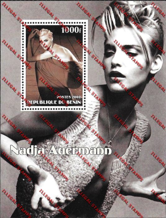 Benin 2002 Nadja Auermann Illegal Stamp Souvenir Sheet