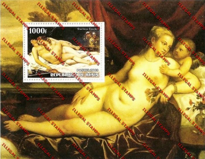 Benin 2003 Courbet Nude Paintings Illegal Stamp Souvenir Sheet