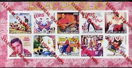 Benin 2003 Elvis Presley Illegal Stamp Sheetlet of Ten