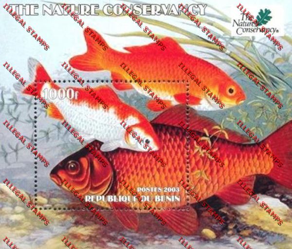 Benin 2003 Tropical Fish Nature Conservancy Illegal Stamp Souvenir Sheet