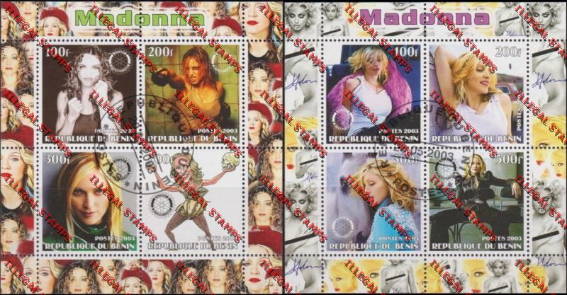 Benin 2003 Madonna with Rotary Emblem Illegal Stamp Souvenir Sheetlets of Four