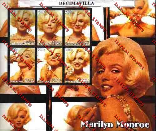 Benin 2003 Marilyn Monroe Illegal Stamp Souvenir Sheetlet of Six