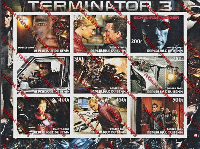 Benin 2003 Terminator 3 Illegal Stamp Sheetlet of Nine