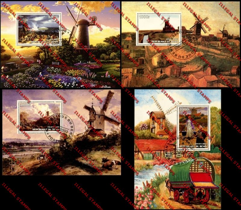 Benin 2003 Windmills Illegal Stamp Souvenir Sheets
